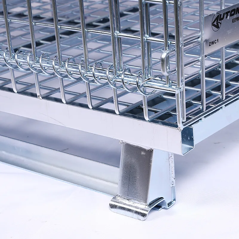 Heavy Duty Foldable Wire Container Storage Cage Metal Turnover Box ...