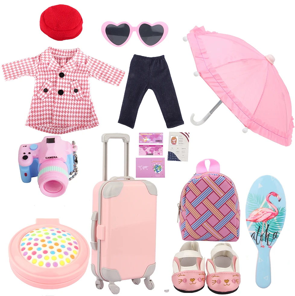 18-Inch American Doll Travel Accessories Set 13-Pcs Mini PVC