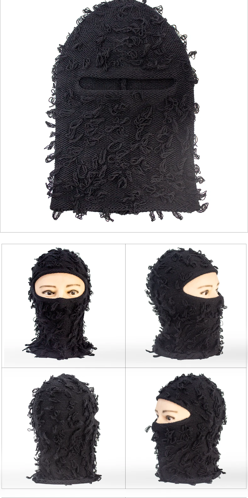 Merino Wool Ski One Hole Grassy Cagoule Knit Custom Distressed