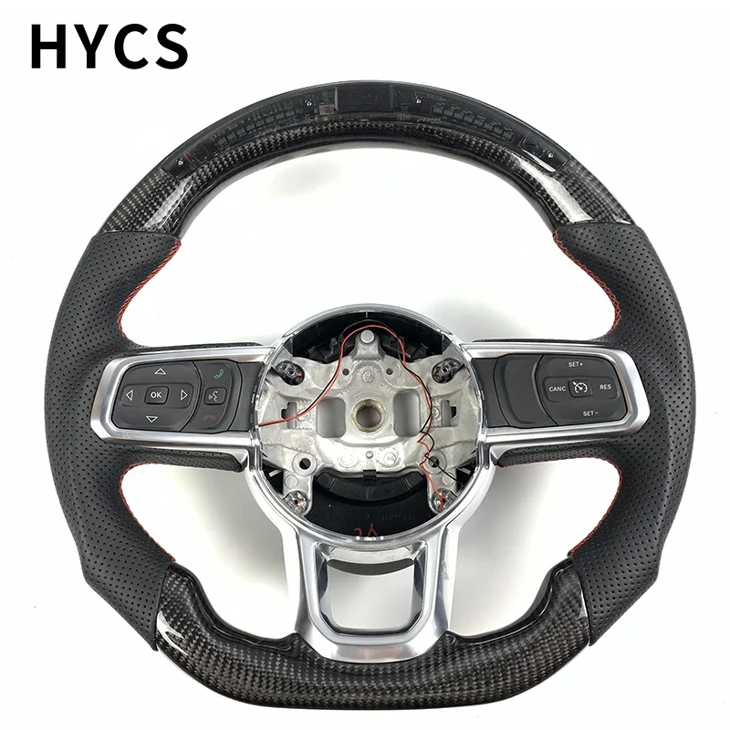 Customized Racing Carbon Fiber Steering Wheel Covered With Black Perforated  Leather Suitable For Jeep Wrangler - Buy For Jeep Wrangler Carbon Fiber  Steering Wheel,Automotives,For Jeep Wrangler Jk Product on 