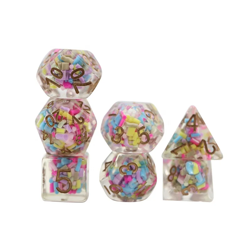 Conjunto Personalizado de 7pcs de Dados Resinosos para RPG Dnd, Tamanho 16mm, para Jogos Dnd