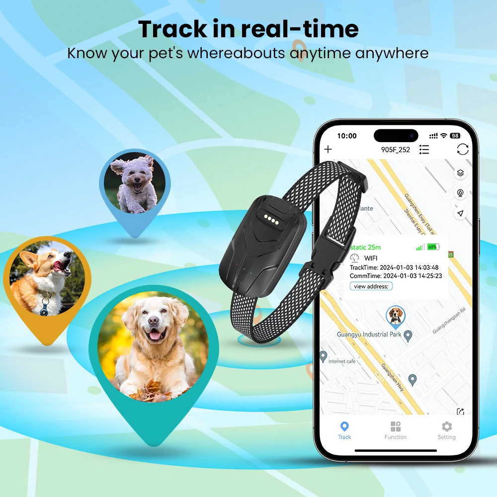 TIZE Pet Smart tracker Gps Locator Tracking Device Pet tracker Gps Tracking for Pet Dog Cat