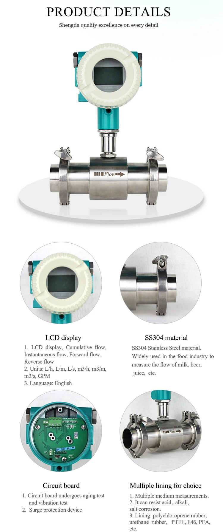 Water and alcohol flow meter flowmeter for measuring edible oil