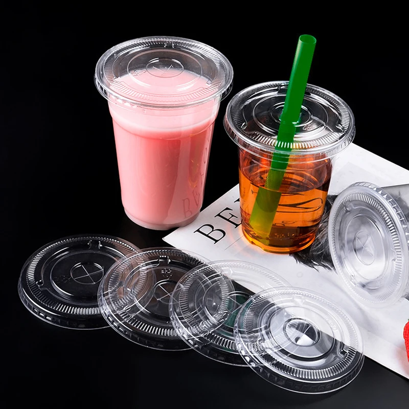 89mm 90mm 107mm PLA PET Disposable Cold Drinks Coffee Clear Lids 8oz 10oz 12oz 16oz 20oz 24oz 32oz Plastic Cups Dome Flat Lids factory