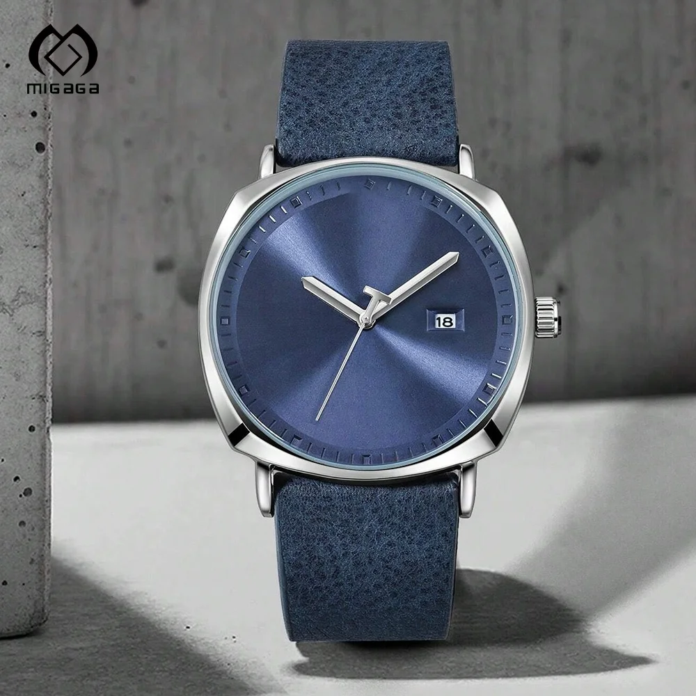 Custom Simple Elegant Calendar Business Style High-End Niche Leather Strap Quartz Men's  Watch