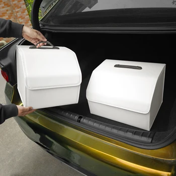 Practical Heavy Collapsible Storage Box Interior Car Trunk Boot Organizer PVC Leather Car Accessories