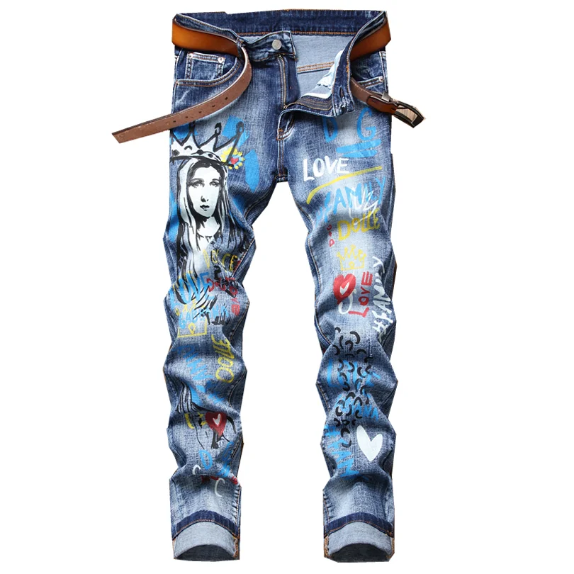 Clothes Custom Designer Embroidery Dye Slim Fit Men Jeans Letter ...