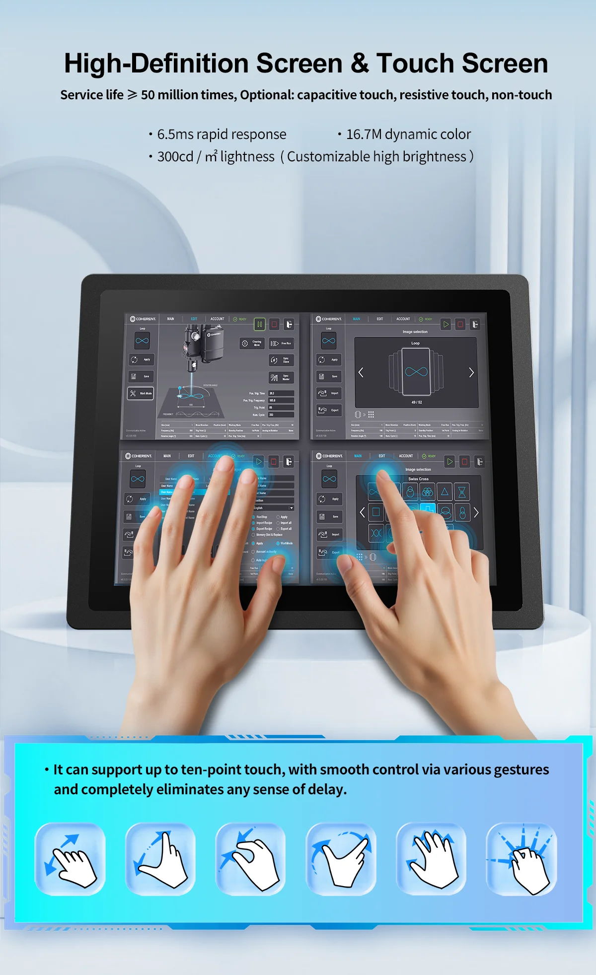 10 13.3 15.6 Inch Industrial Touch Monitor with IPS FHD Aluminum Frame USB HDMI VGA for Factory Automation