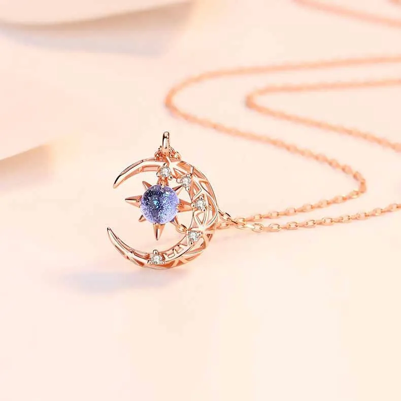 Choker Moon Necklace 925 Jewelry 