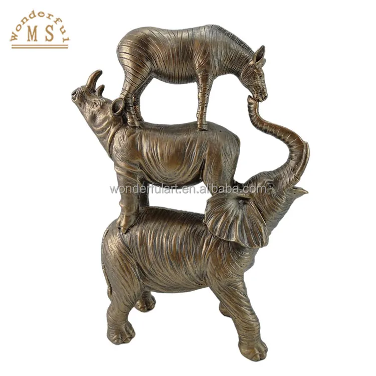 Gift Animal Resin Stack Figurine with Elephant and three owls for your home living room bed room office and hotel decoration