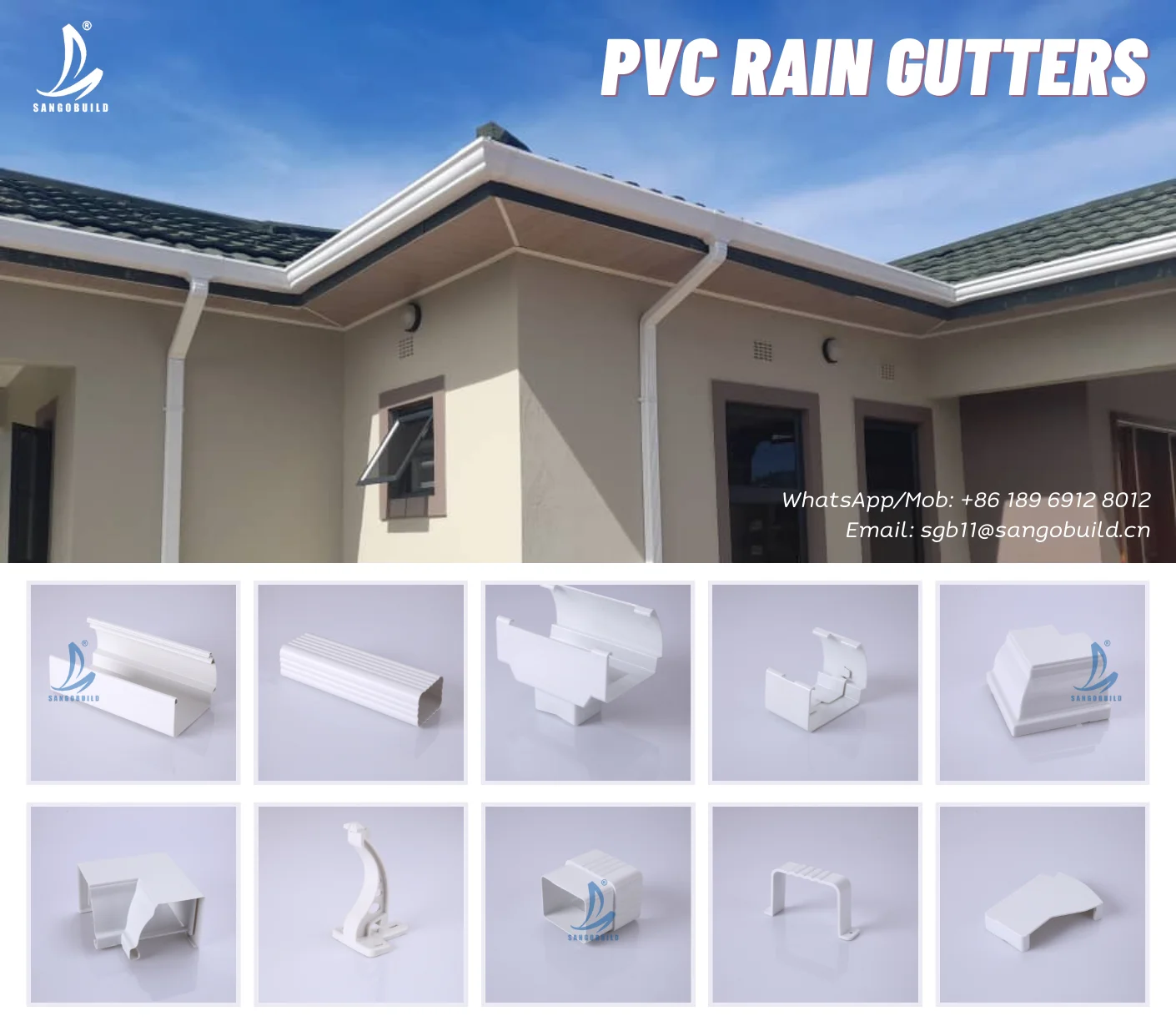 Roof Rainwater Drainage System Pvc Rain Gutter Downspout Fittings