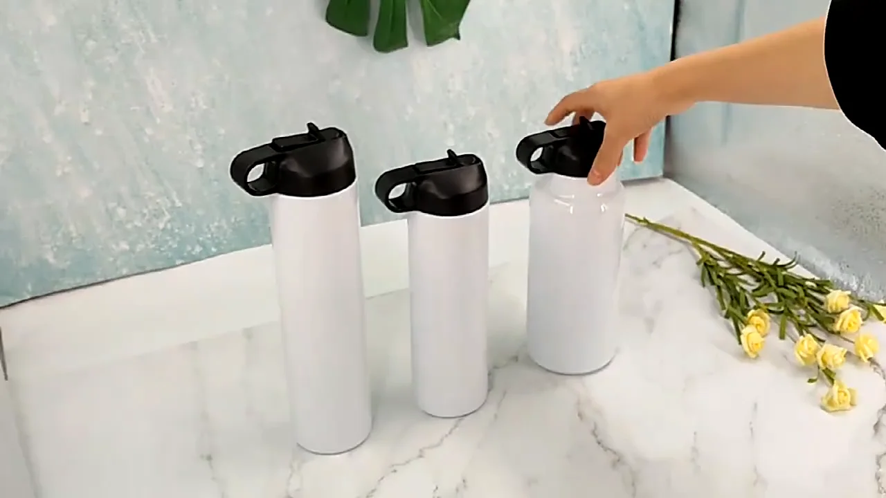 Custom Hidden Straw Lid 32 Oz Hydro Sublimation Tumbler Water Bottle