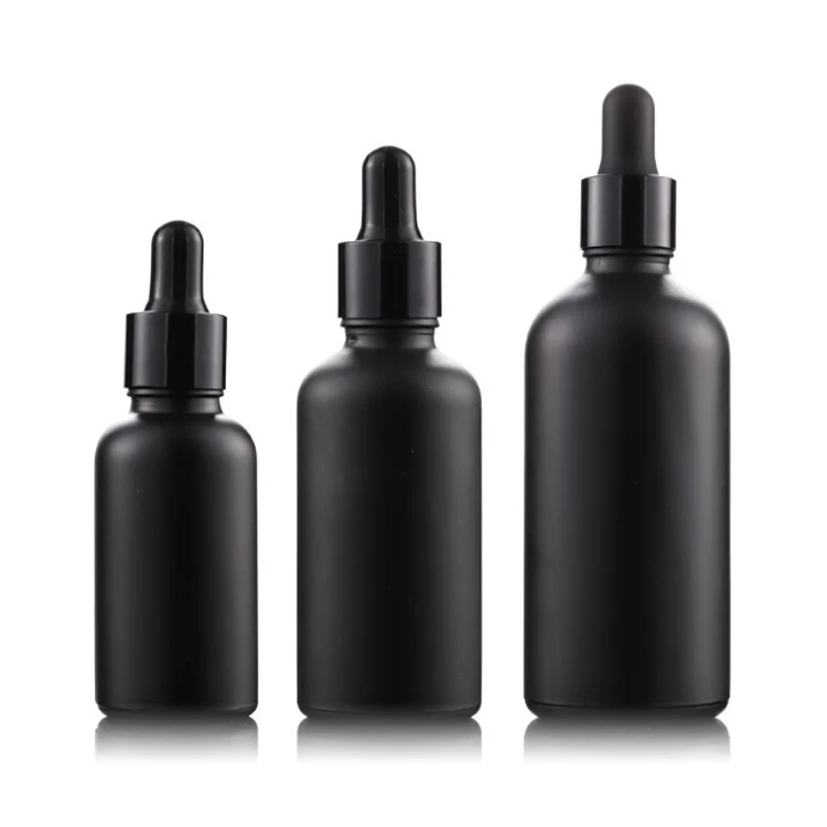 10ml 15ml 20ml 30ml 50ml 100ml Round Shoulders Black Luxury  Glass Screw Cap Essential Oil Bottle  Black Dropper Glass Bottle
