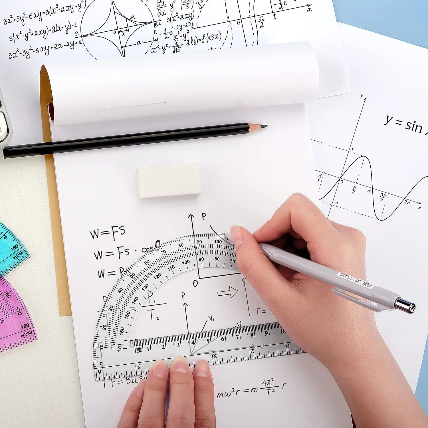 School 180 Degrees Clear Plastic Protractor Math Protractors Buy Math