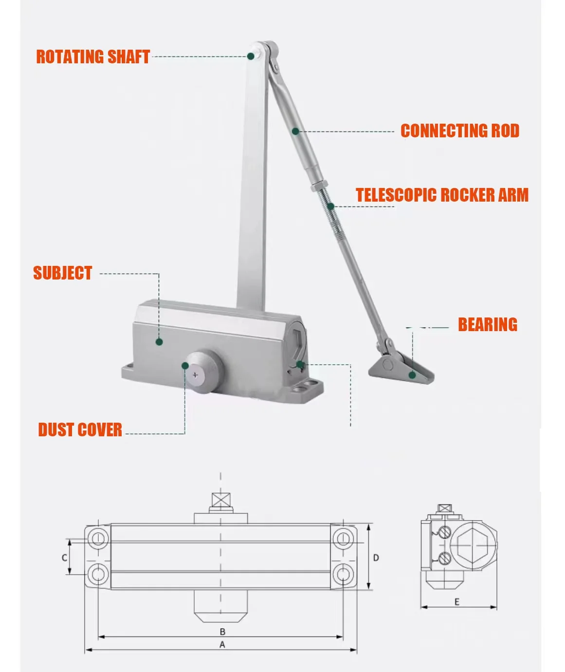 High Quality Hydraulic Concealed Door Closer Automatic Door Accessories
