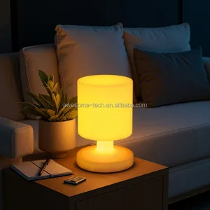 Rechargeable Cylindrical LED Table Lamp Color-Changeable Decorative Item