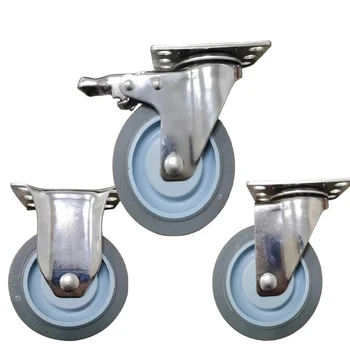 Stainless steel caster Swivel stem castor 3/4/5 inch TPR  caster wheel high quality rubber casters