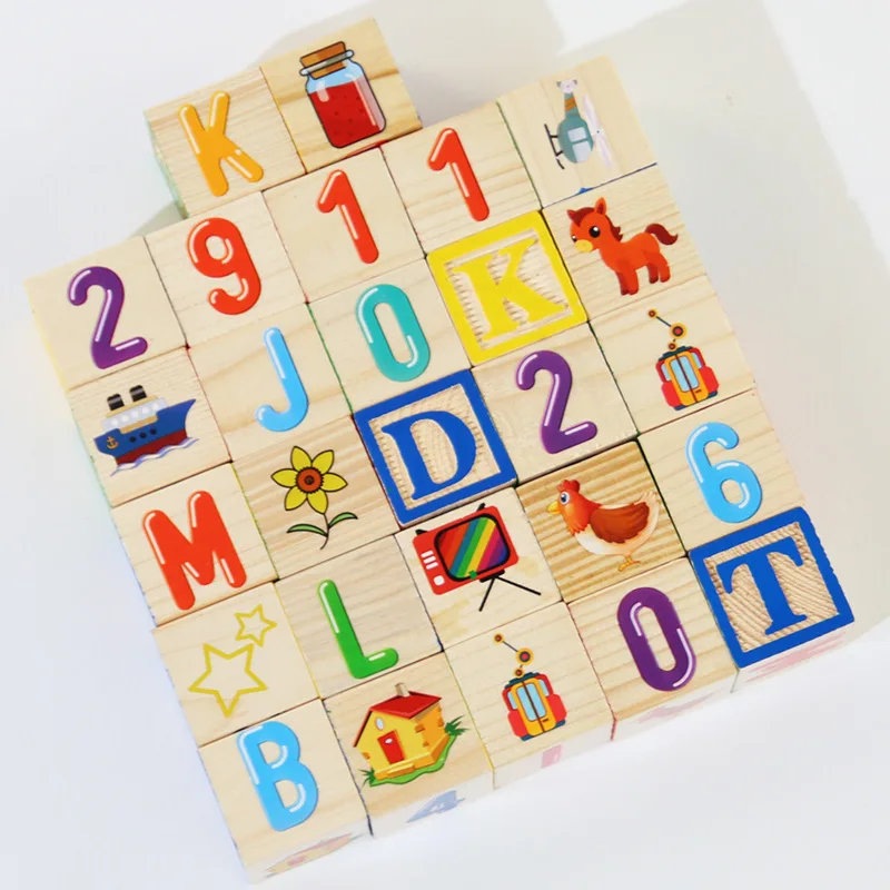 Cpc Ce Houten ABC Alfabet Leer- en Bouwspeelgoed Montessori Houten Stapelblokken voor Peuters 2-5 Met Opbergdoos van Hout