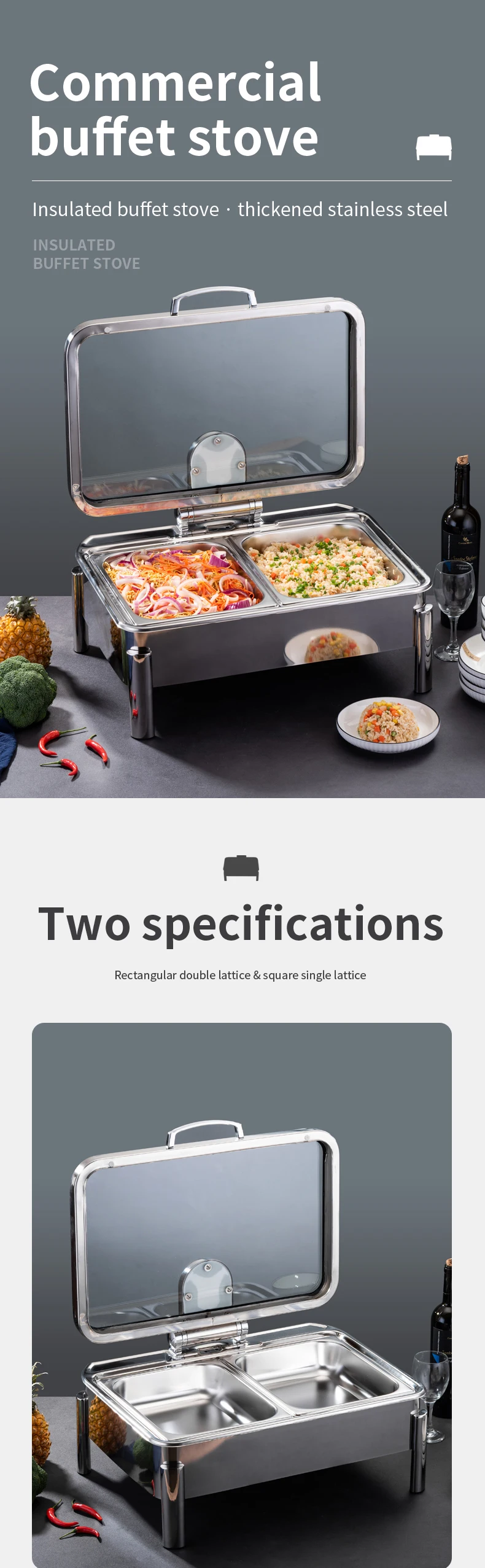 Rectangular Chafing Dishes For Sale Stainless Steel 304 Reasonable