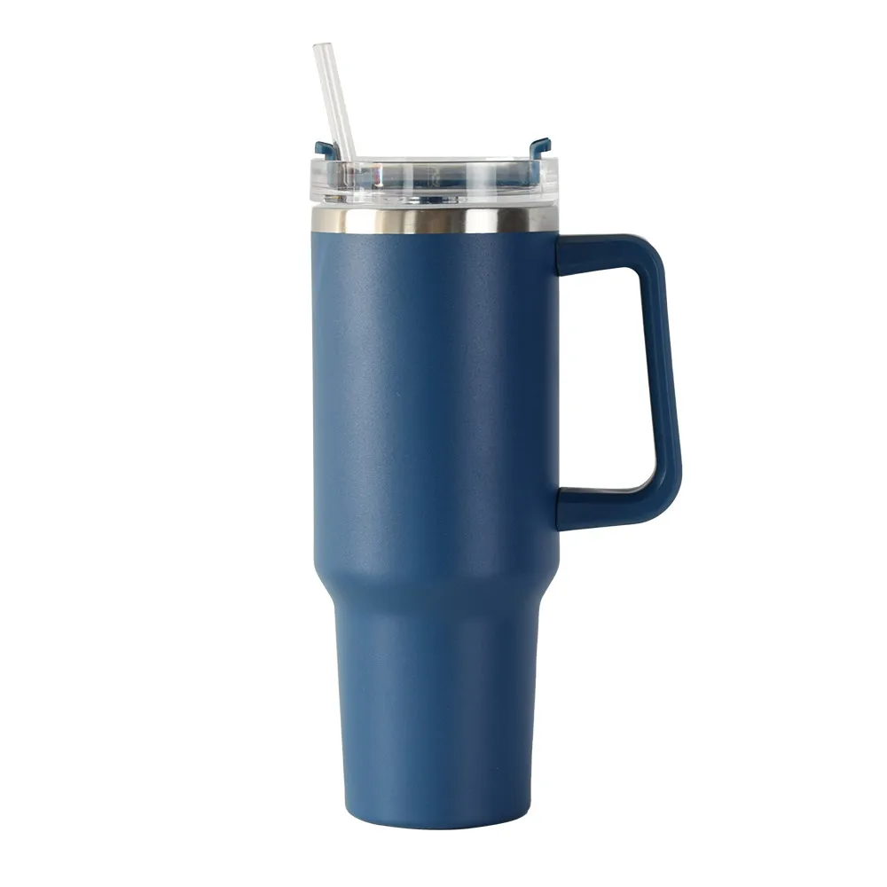 1pc 40oz Insulated Tumbler With Handle, Stainless Steel Coffee Mug, 304  Straw, Car Cupholder-portable And Vacuum-sealed