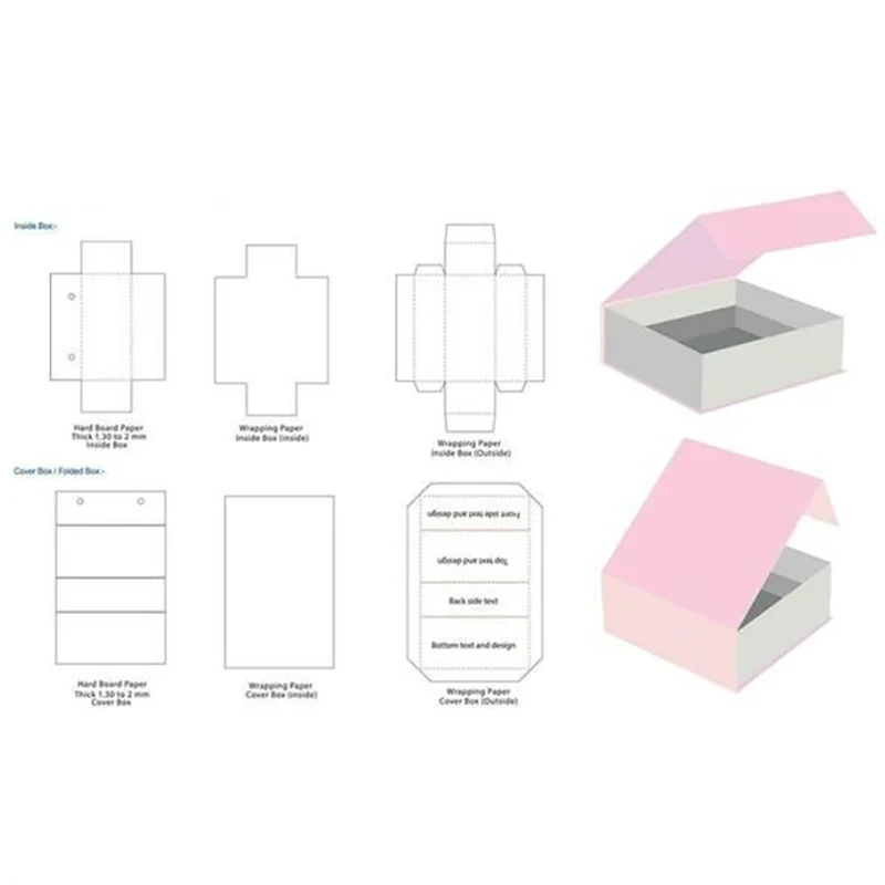 Kotak Warna-warni Suai Kotak Hadiah dengan Penutup dan Tapak Magnetik Kotak Pembungkus Kertas Kotak Kosmetik Kadbod Tegar dengan Penutup Magnet