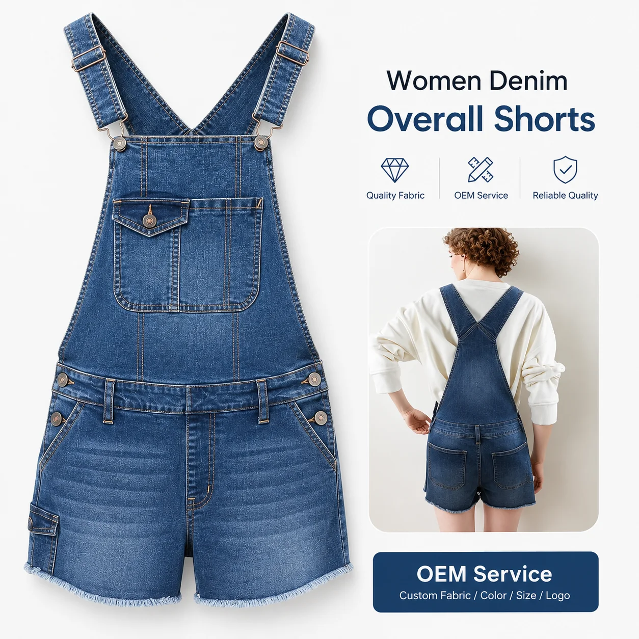 Girls Short Jeans Bib Overalls Casual Wear Summer Short Denim Dungarees for Ladies High Quality Denim Jumpsuit for Womens