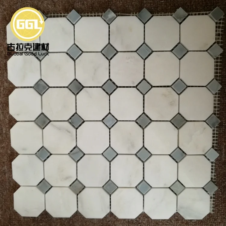 Factory Wholesale Octagon Mosaic White Natural Stone Marble Mosaic Tile for Decor