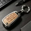 Étui à clés en grain de bois chrome-beige perle de type D, boucle pratique