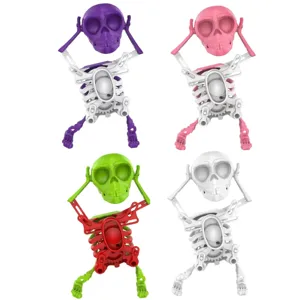 EPT Custom 17cm 3d Printing Wind up Toy Halloween Pink Skull Dancing Skeleton Man Toy