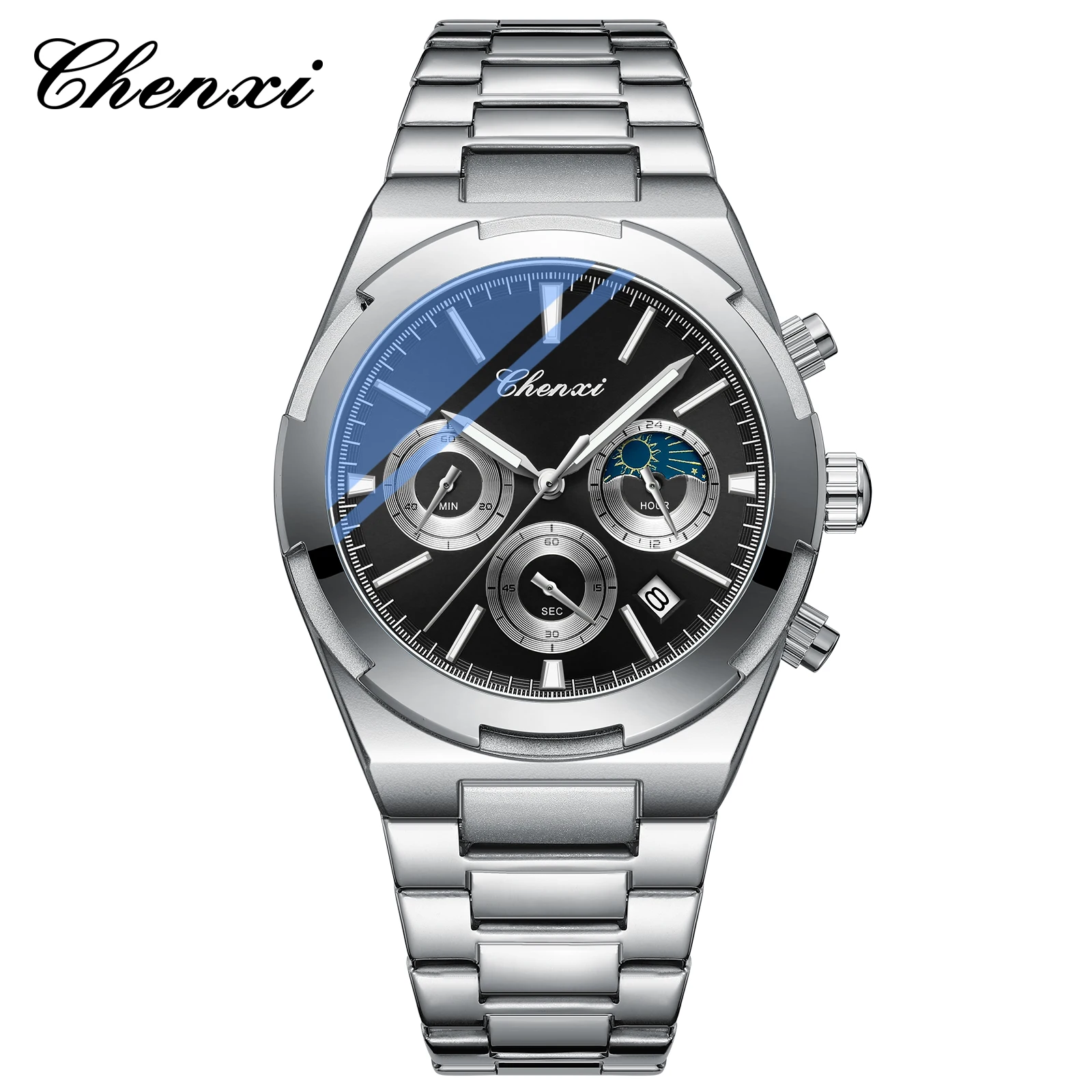 CHENXI 956 Men's Luxury Chronograph Watch - Stainless Steel