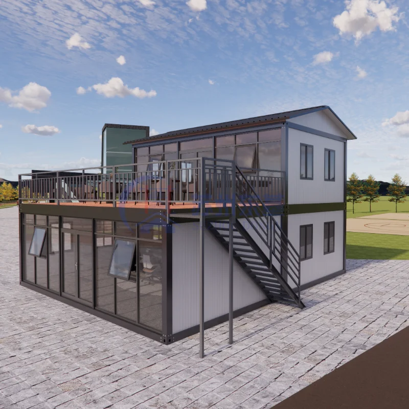 Khung thép Q235 với tấm sandwich, nhà tiền chế hiện đại sang trọng, biệt thự mô-đun lớn tùy chỉnh, nhà container dùng để ở