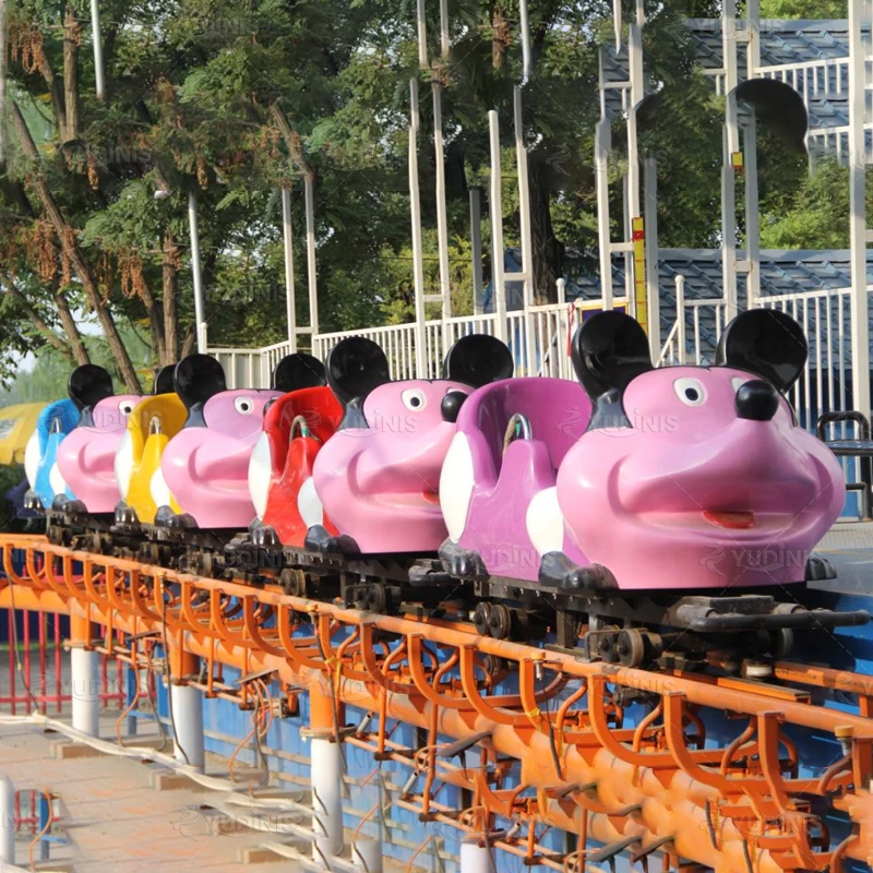 High Quality Factory Price 10 Seats Small Roller Coster Kids and Adults Amusement Fair Attraction Crazy Mouse Roller Coaster