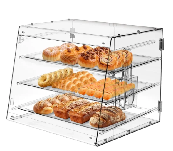 Custom Clear Display Case  3 Tray Dessert Display Case  Bakery Display Case Pastry for Bread