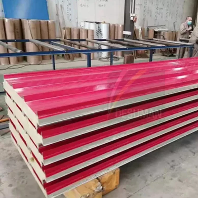 Red Rock Wool Roof Sandwich Panels Fireproof B1 Manufactured in China for House Insulation