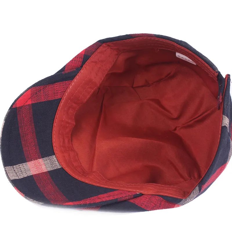 Wholesale Summer Character Casual Hats for Men and Women Plaid Beret Retro Sun Travel 100% Cotton
