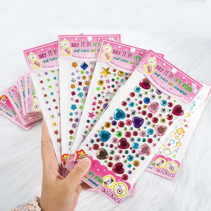 Shining Crystal Children Creative Diy Album Diamond Stickers Love Crystal Gems Stickers Kindergarten Reward Stickers
