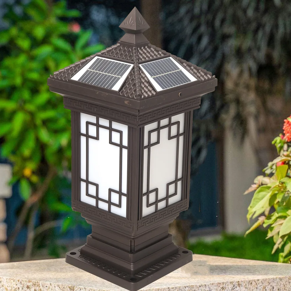 European Style Solar Pillar Mount Light Household Main Gate Lights ...