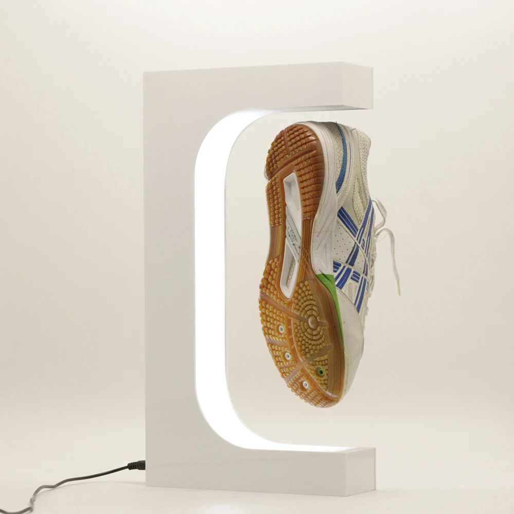 New Dropshipping Rotating  Magnetic Levitation Floating Shoe Display Rack with Led Light