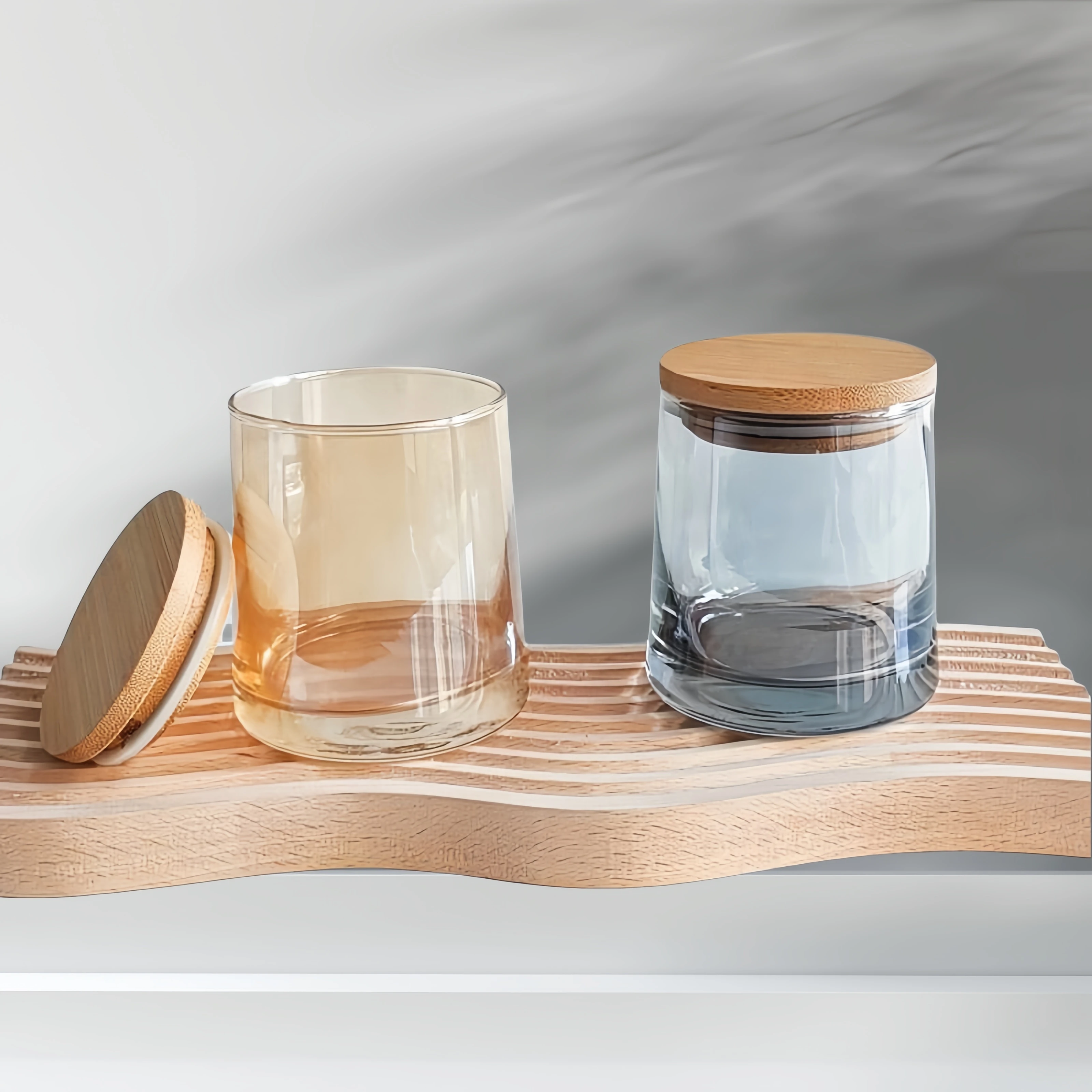 Wholesale Custom Multicolor Latest Luxury Multipurpose Unique Style Glass Candle Jar Without Lid