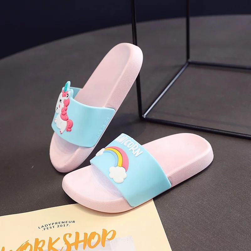 
Новинка 2020, Детские повседневные тапочки из ПВХ с животными на заказ, единорог для девочек, детские Тапочки 