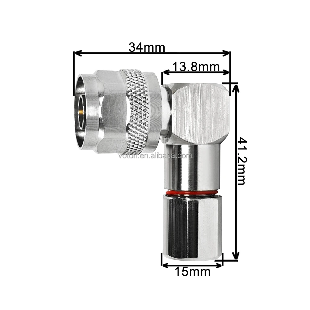 Factory RF Connectors N Male Plug Right Angle Solder Solderless 90deg L Shape Clamp for LMR300 5DFB RG6 5D-FB Coaxial Coax Cable