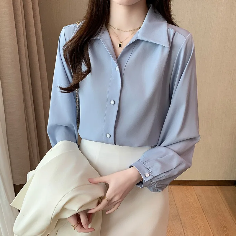 Blusas Mujer De Moda 2024 Women O-neck Chiffon Blouse Shirt Long Sleeve ...