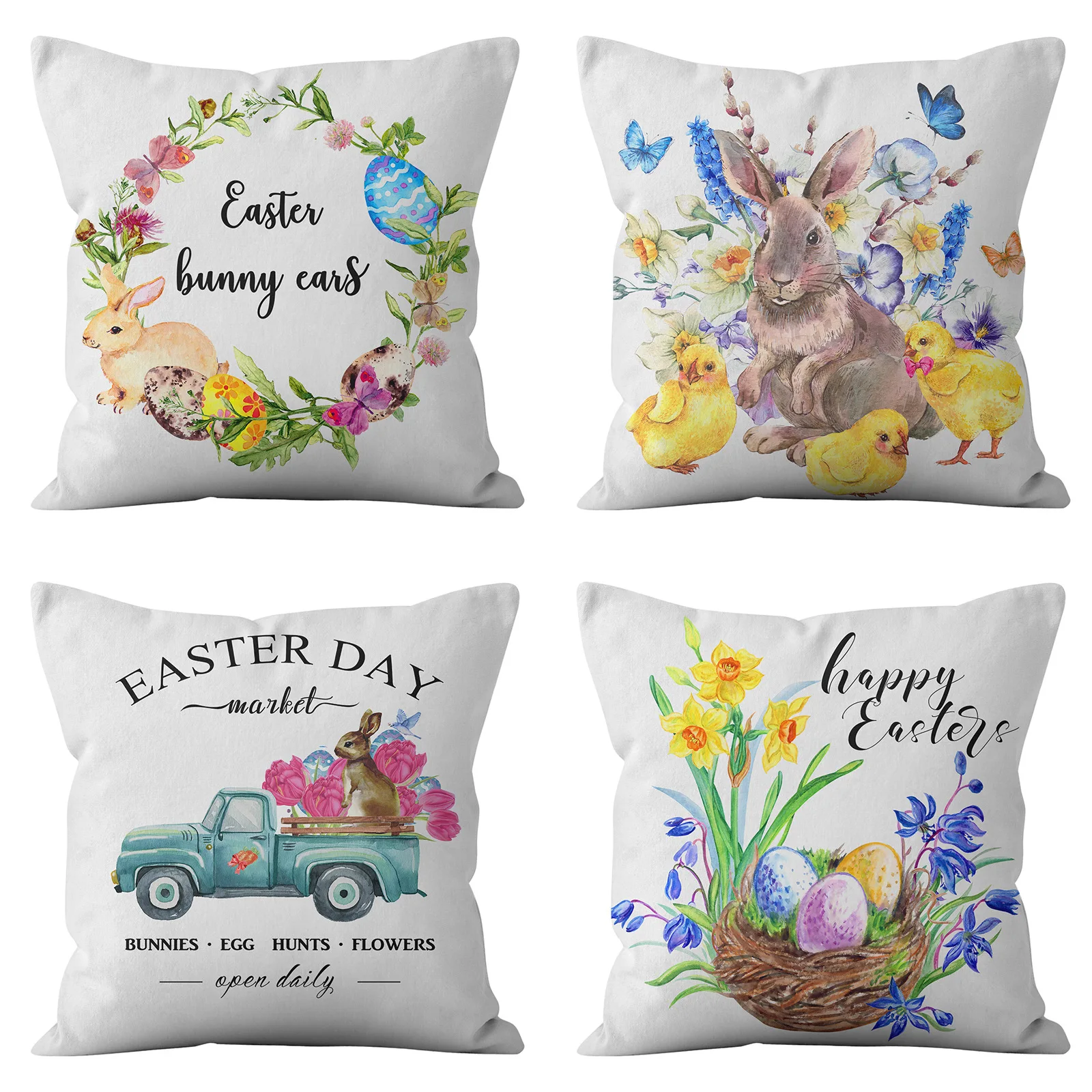 選択 Easter Pillow Covers 18x18 Set Of 4 Spring Outdoor For Farmhouse 