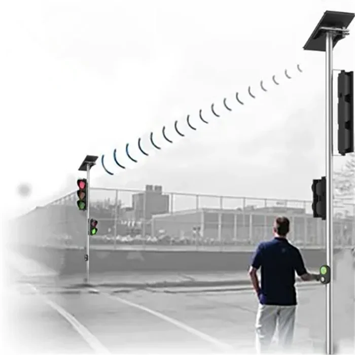 Solar Wireless Smart Pedestrian Zebra Crossing Control Traffic Light System  with Pedestrian Push Button