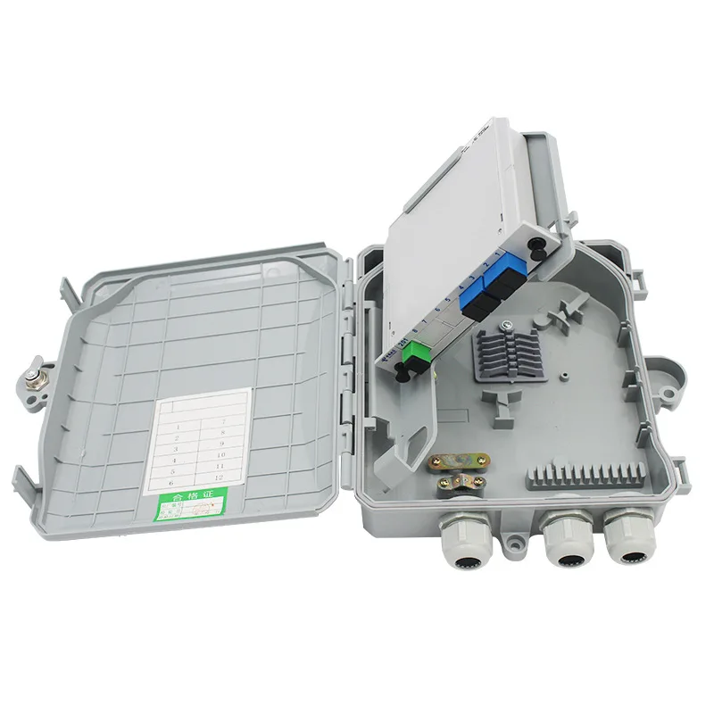Outdoor 8 Core Fiber Optic Distribution Box Cassette Type Splitter Termination Enclosure Wall Pole Mount FTTH IP65 Waterproof