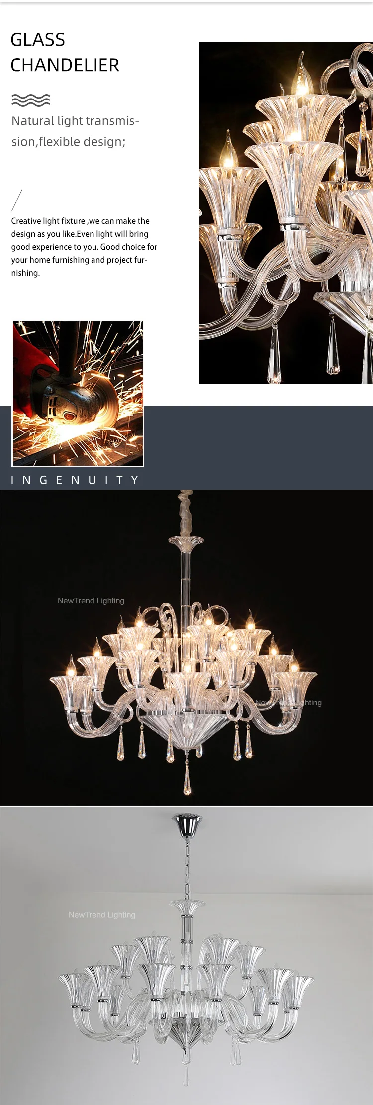 cpl 462 wholesale luxury french murano glass chandelier  large wedding venue  banquet hall lighting-1