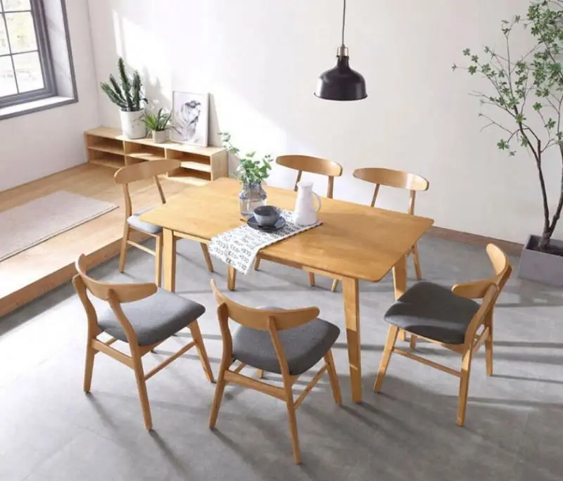 Solid Wood Dining Table Malaysia Imported Rubber Wood Dining Room Furniture  Table Chairs Chairs Combination