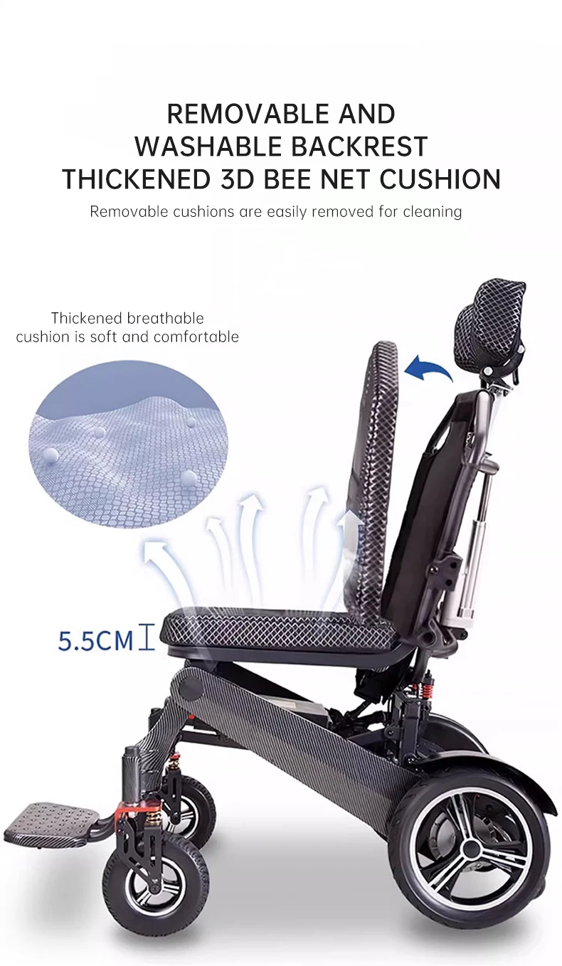 Lightweight Anti-slip shock-absorbing tire Manual/Electric lying down handicapped electric wheelchair power chair details