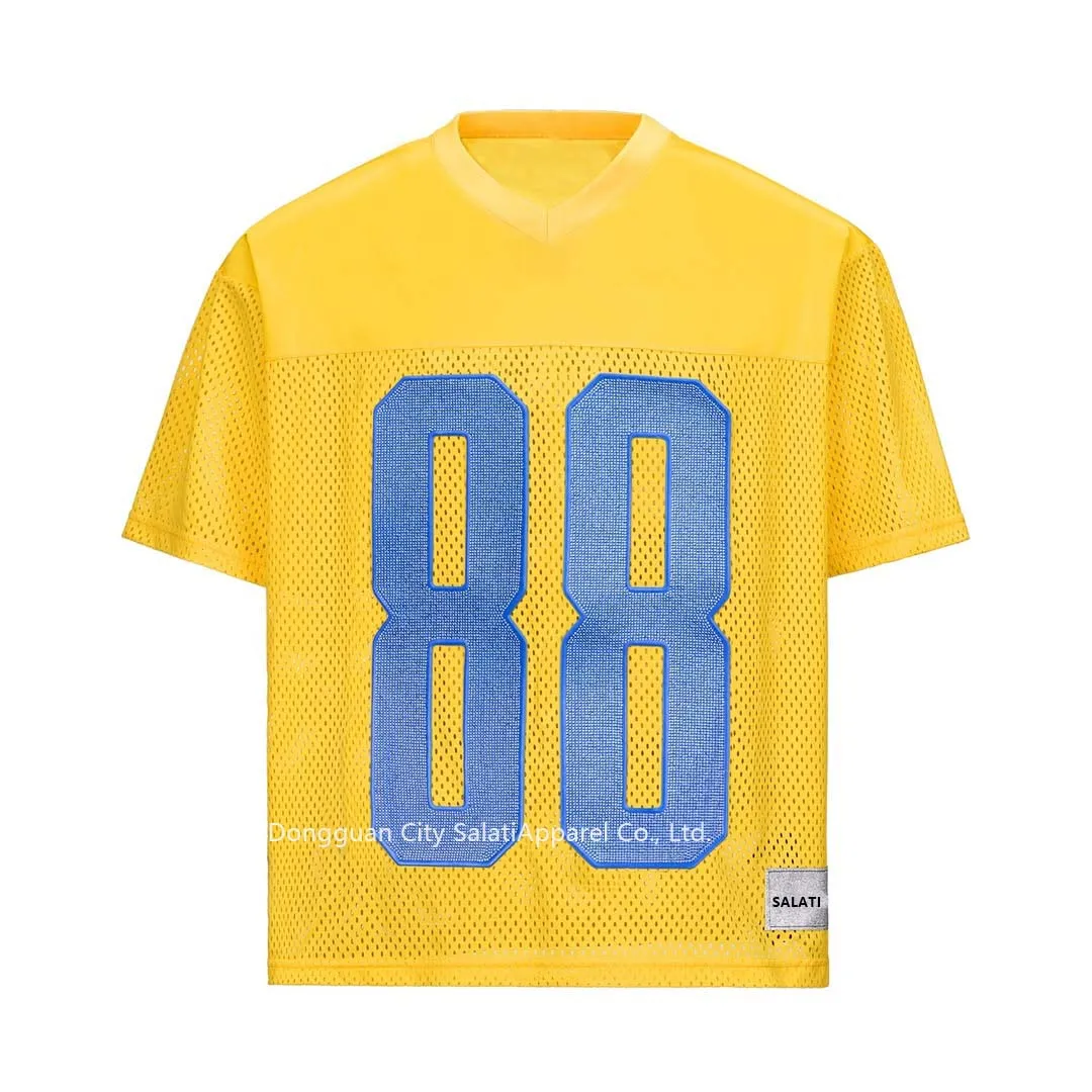 Salati T-shirt Custom Streetwear Embroidery Boxy Mesh Rhinestone T Shirts Vintage Retro Basketball Soccer Football Jersey Men