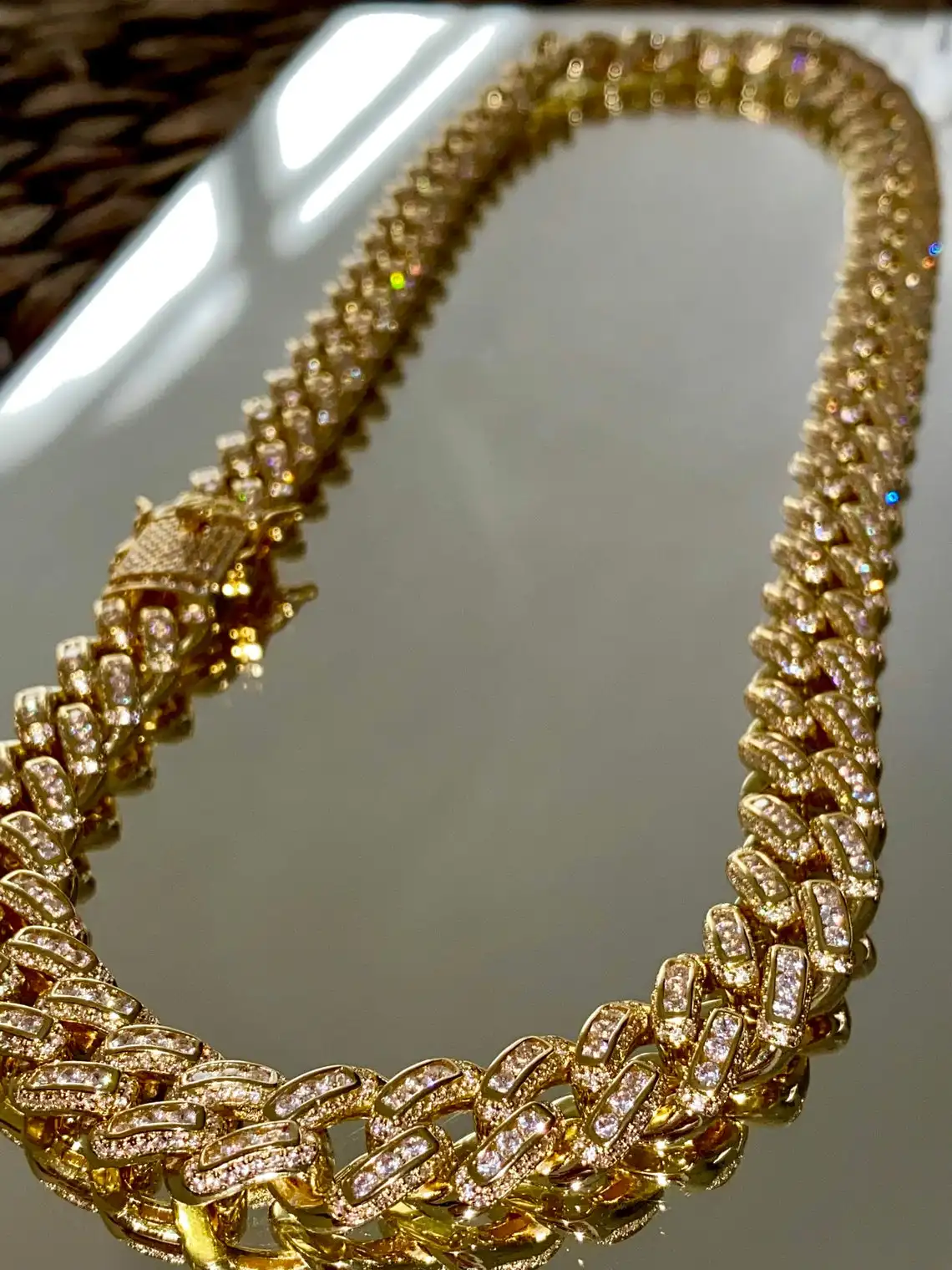 Custom Jewelry Hip Hop 18k Gold Diamond Necklace Iced Out Cuban Link Chains For Men